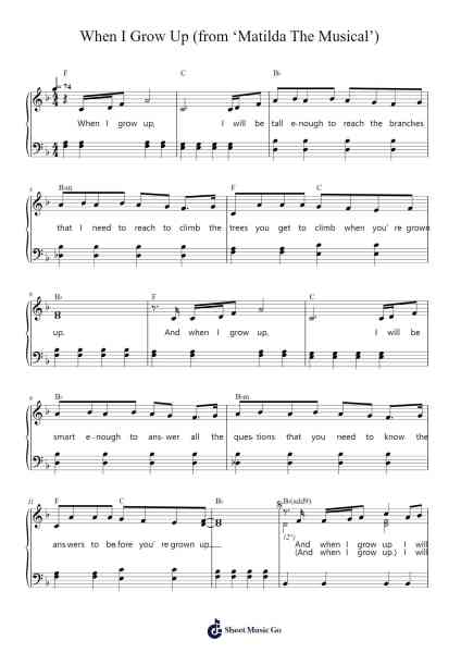 When I Grow Up Sheet Music by Tim Minchin-Arr.Joejosh Demptout