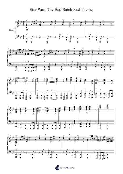 Star Wars The Bad Batch End Theme Sheet Music by Kevin Kiner-Arr.Boycegold