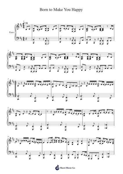 Born to Make You Happy Sheet Music by Britney Spears-Arr.Pebar Hawgie