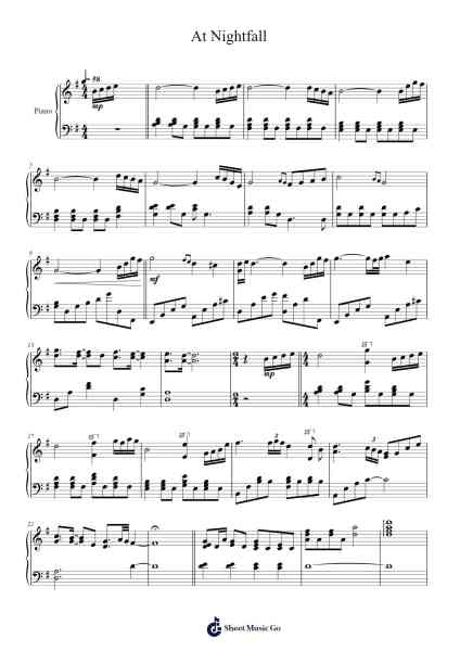At Nightfall Sheet Music by Yuki Kajiura-Arr.Jannuel Graceche