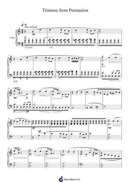 Tristesse from Persuasion Sheet Music by Jeremy Sams-Arr.Diapenn