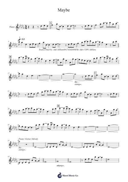 Maybe - Yiruma Sheet Music by Yiruma-Arr.Ranphia Boydle