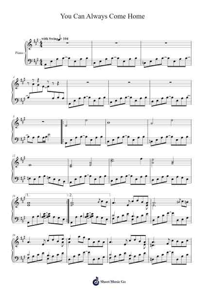 You Can Always Come Home - Deltarune Chapter 2 Sheet Music by Toby Fox-Arr.Pehall