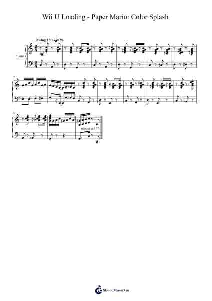 Wii U Loading - Paper Mario: Color Splash Sheet Music by Fumihiro Isobe/Takeru Kanazaki/Shigemitsu Goto-Arr.Dilmos
