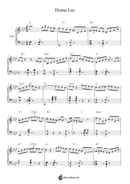 Donna Lee Sheet Music by Charlie Parker-Arr.Tesssaul