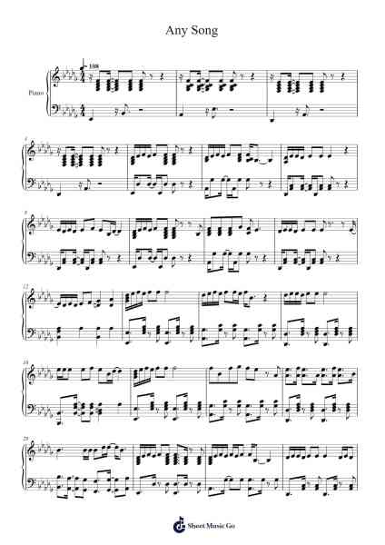Any Song Sheet Music by Zico-Arr.Lencher Jameswyatt