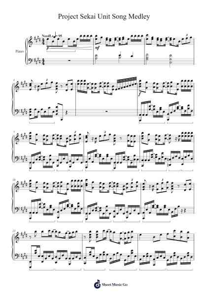 Project Sekai Unit Song Medley (Piano) Sheet Music by DECO*27-Arr.Calmark