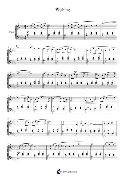 Wishing Sheet Music by Alexis Ffrench-Arr.Charfra Tesscer