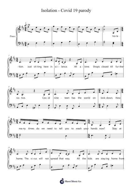 Isolation - Covid 19 parody Sheet Music by Les Misérables-Arr.Mikejay Croftges