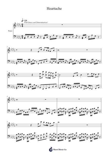 Heartache Sheet Music by Toby Fox-Arr.Hufaithe Deantate