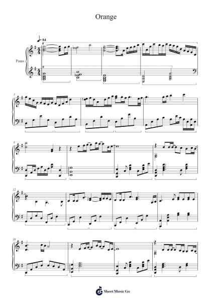 Orange (Your Lie in April ED2) Sheet Music by 7!!-Arr.Gosnix