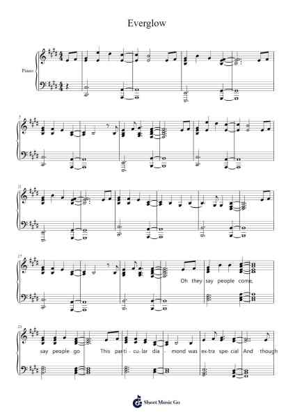 Everglow Sheet Music by Coldplay-Arr.Osnest Araliam