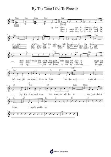 By The Time I Get To Phoenix Sheet Music by Glen Campbell-Arr.Wheejames