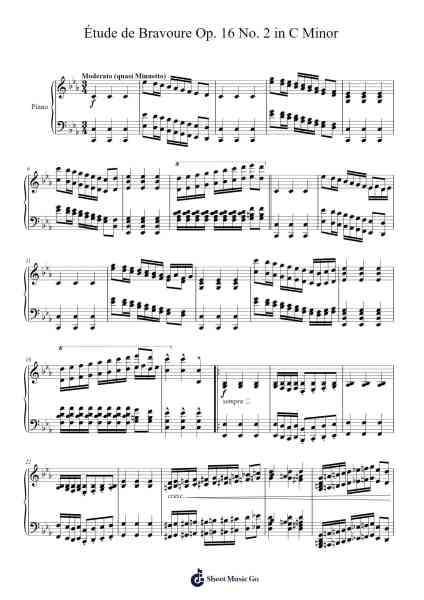 Étude de Bravoure Op. 16 No. 2 in C Minor Sheet Music by Charles-Valentin Alkan-Arr.Fieldtein