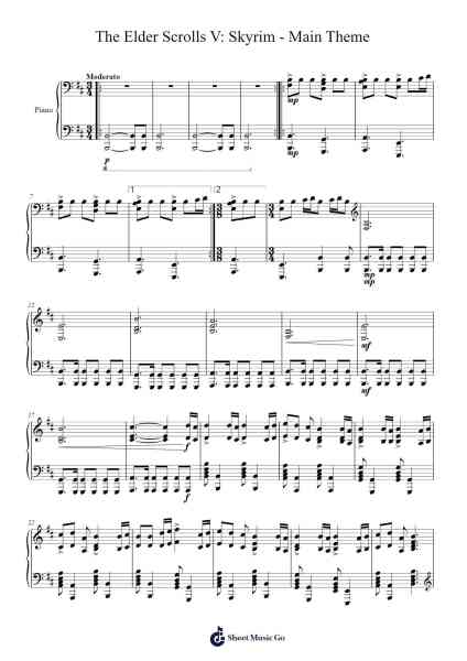 The Elder Scrolls V: Skyrim - Main Theme Sheet Music by Jeremy Soule-Arr.Moulpenn