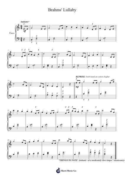 Wiegenlied, Op. 49, No. 4 Sheet Music by Johannes Brahms-Arr.Lynchric