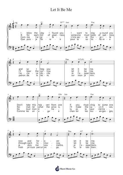 Let It Be Me Notenblatt von Gilbert Bécaud-Arr.Comnions Irlay