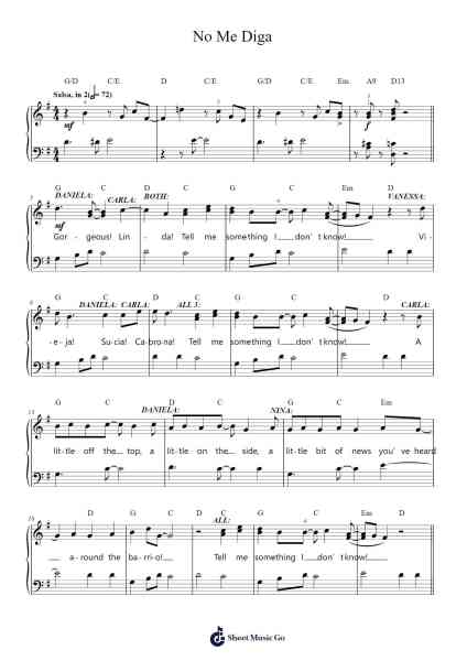 No Me Diga Sheet Music by Lin-Manuel Miranda-Arr.Sawoolf Phylhale