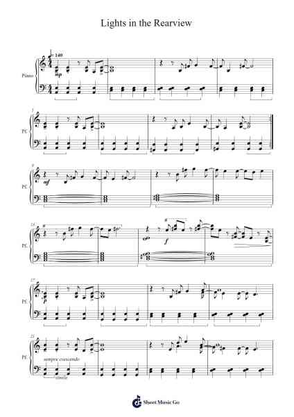 Lights in the Rearview Sheet Music by Ben Crosland-Arr.Benga