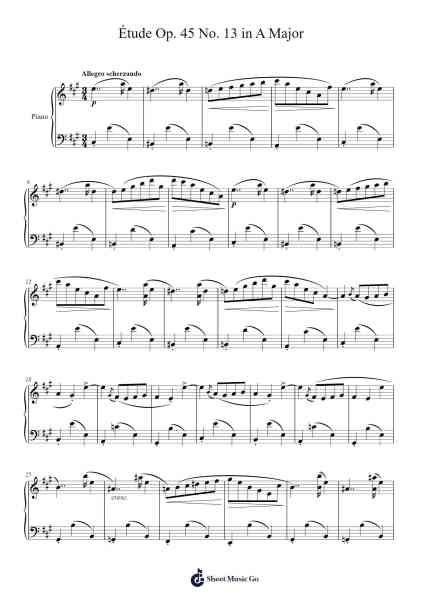 Étude Op. 45 No. 13 in A Major Sheet Music by Stephen Heller-Arr.Phoeser