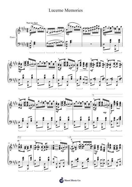 Lucerne Memories Ноты для фортепиано от Xebaird Kerrwis-Arr.Charnal Tayward