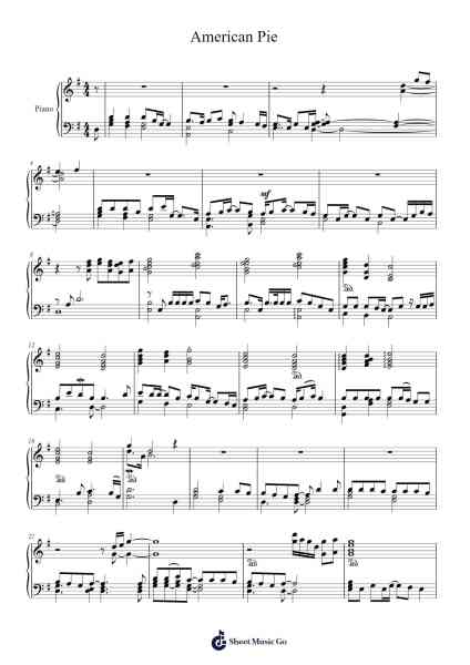 American Pie Sheet Music by Don McLean-Arr.Mickkay
