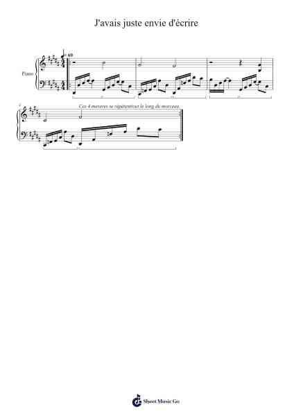 J'avais juste envie d'écrire Sheet Music by Damso-Arr.Kingsgan