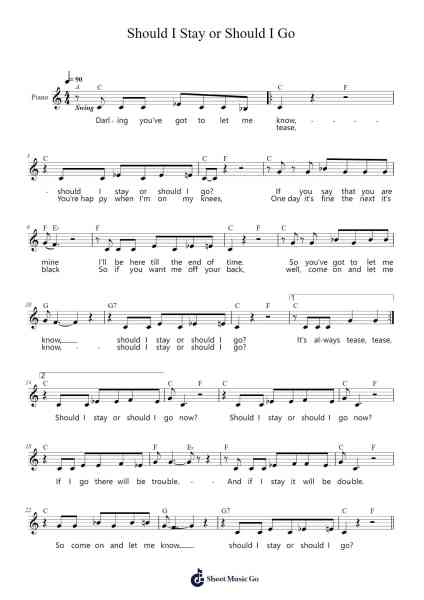 Should I Stay or Should I Go Sheet Music by Joe Strummer/Mick Jones-Arr.Thomfrank Springper