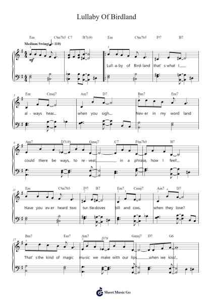 Lullaby Of Birdland Sheet Music by Ella Fitzgerald-Arr.Tesssaul