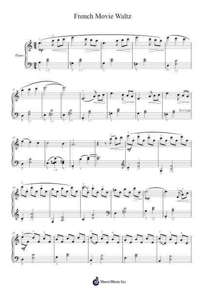French Movie Waltz Sheet Music by Catherine Rollin-Arr.Maudtance Waybert