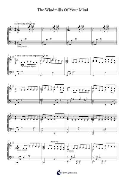 The Windmills Of Your Mind Sheet Music by Dusty Springfield/Michel Legrand-Arr.Diaphil
