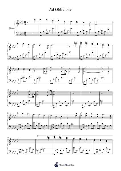 Ad Oblivione Sheet Music by HOYO-MiX-Arr.Gailma