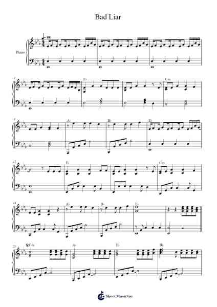 Bad Liar Sheet Music by Imagine Dragons-Arr.Sherkes Dofrank