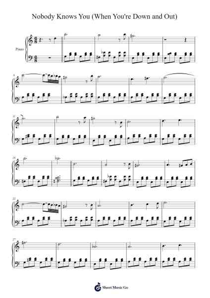 Nobody Knows You (When You're Down and Out) Sheet Music by Leslie Odom Jr.-Arr.Raelo