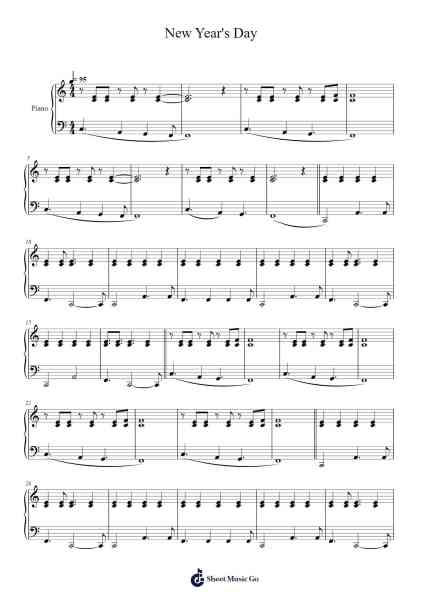 New Year's Day Sheet Music by Taylor Swift-Arr.Wancolm