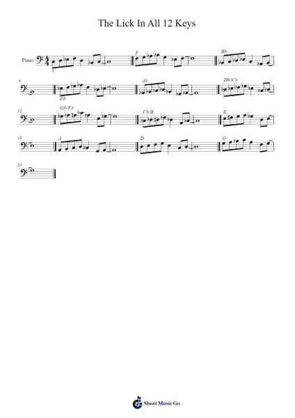 The Lick in All 12 Keys for Trombone Sheet Music by undefined-Arr.Sinrin Sibylnice