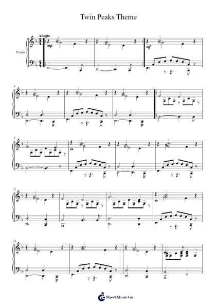 Twin Peaks Theme Sheet Music by Angelo Badalamenti-Arr.Thomgreg Woolfgou