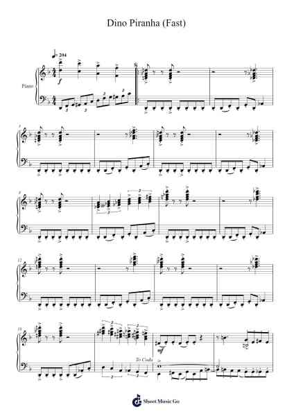 Dino Piranha (Fast) Sheet Music by Mahito Yokota-Arr.Gemgene