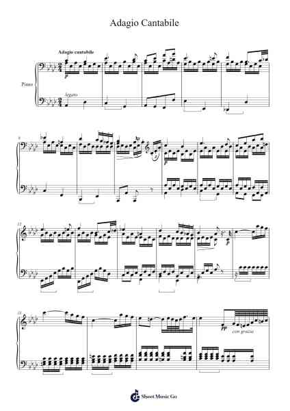 Piano Sonata No. 8 in C Minor, Op. 13 "Pathétique": II. Adagio cantabile Sheet Music by Ludwig van Beethoven-Arr.Wano'neil Orn
