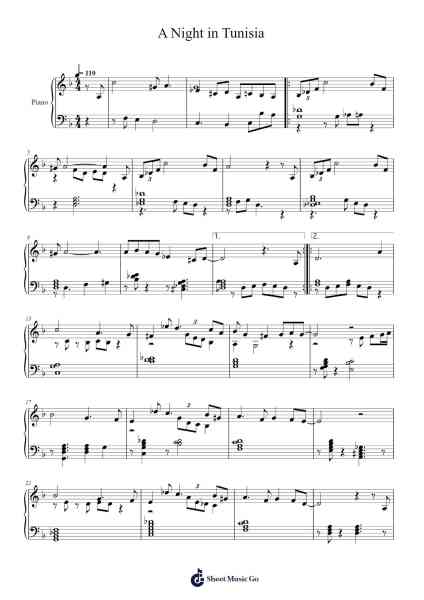 A Night in Tunisia Sheet Music by Dizzy Gillespie-Arr.Egbeau