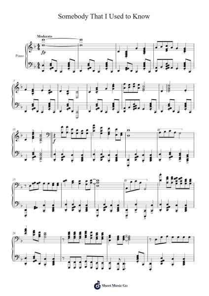 Somebody That I Used to Know Sheet Music by Gotye-Arr.Marhum