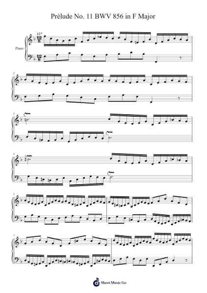 Prélude No. 11 in F Major, BWV 856 Sheet Music by Johann Sebastian Bach-Arr.Wanje Phoefra