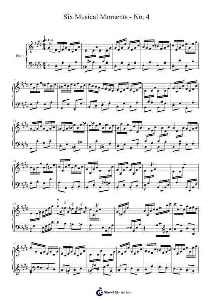 Six Musical Moments - No. 4 Sheet Music by Franz Schubert-Arr.Calmark