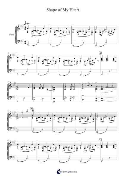 Shape of My Heart Sheet Music by Sting-Arr.Brongus Chadkiel