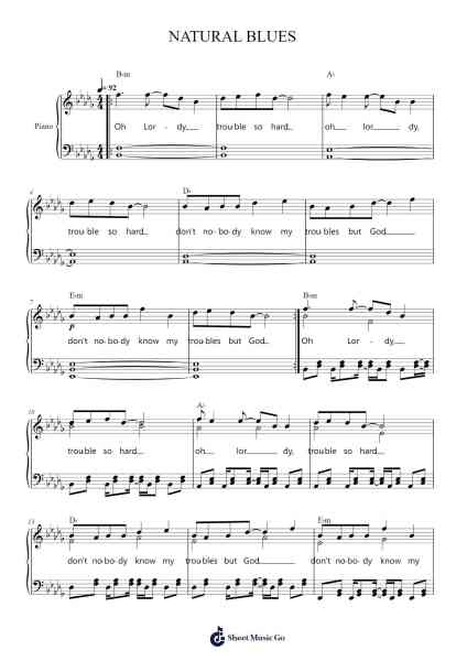 NATURAL BLUES Sheet Music by Zucchero-Arr.Websjean Hodgdre