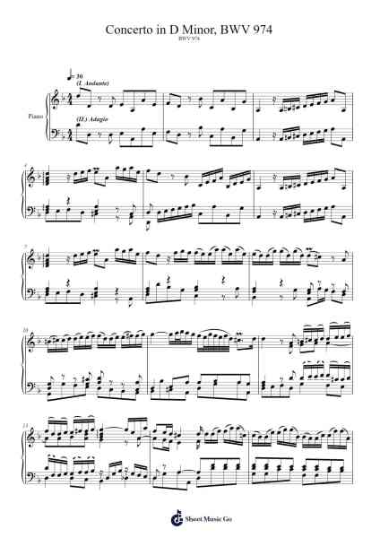 Concerto in D Minor, BWV 974 (after Alessandro Marcello) Sheet Music by Johann Sebastian Bach-Arr.Jonessen Steinsia