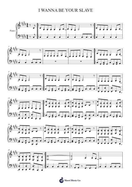 I WANNA BE YOUR SLAVE Sheet Music by Måneskin-Arr.Jeno Willlotte