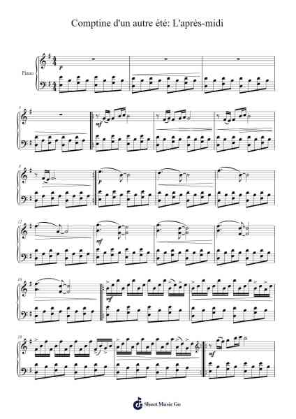 Comptine d'un autre été: L'après-midi Sheet Music by Yann Tiersen-Arr.Churwalsh