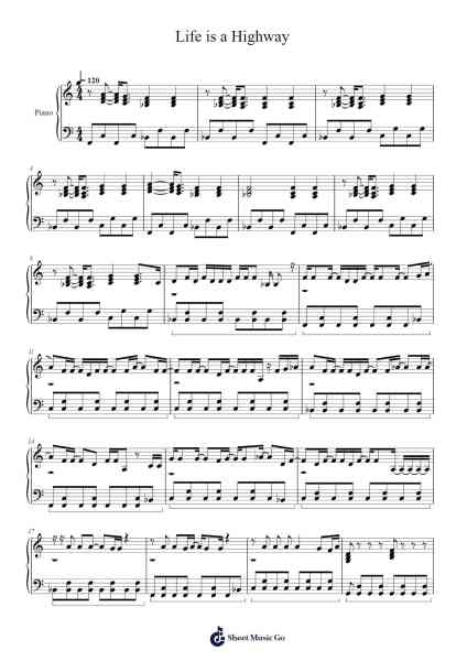 Life is a Highway Sheet Music by Tom Cochrane-Arr.Oisenrob Clyger