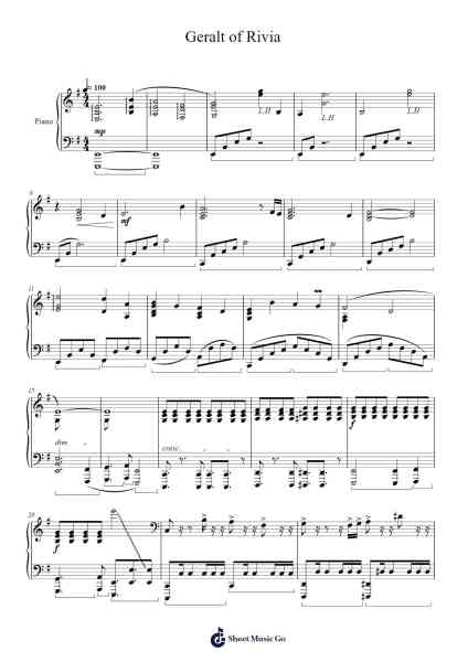 Geralt of Rivia Sheet Music by Marcin Przybyłowicz-Arr.Bownio Elroytier